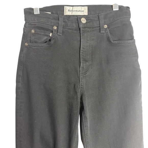 REFORMATION Ultra High Rise Tapered Skinny Jeans in Black Size 24 - Picture 4 of 8